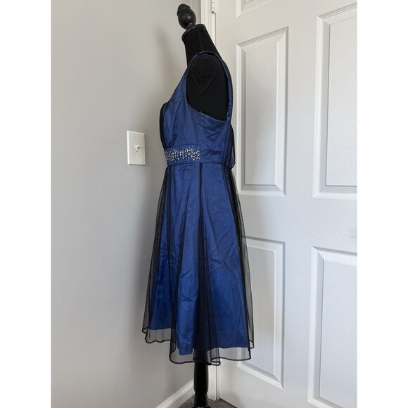 Vtg Y2K Babydoll Dress 11/12 Blue Black Mesh Bead Rhinestone Fairy Goth Whimsy - Picture 8 of 13